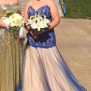 Two toned blue and champagne mermaid dress